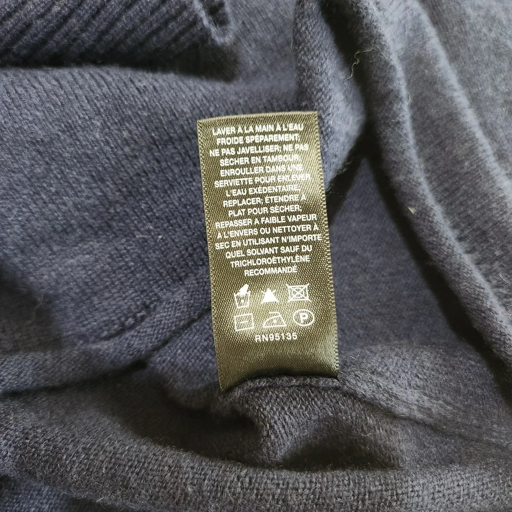 Lafayette 148 Sweater 100% Cashmere Women's Large Turtleneck Navy Blue